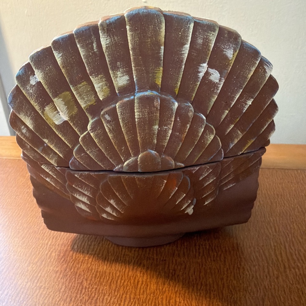 Vtg Hand Painted Ceramic Turkey Candy Cookie Jar 5.5" 1980s Thanksgiving - Picture 3 of 6